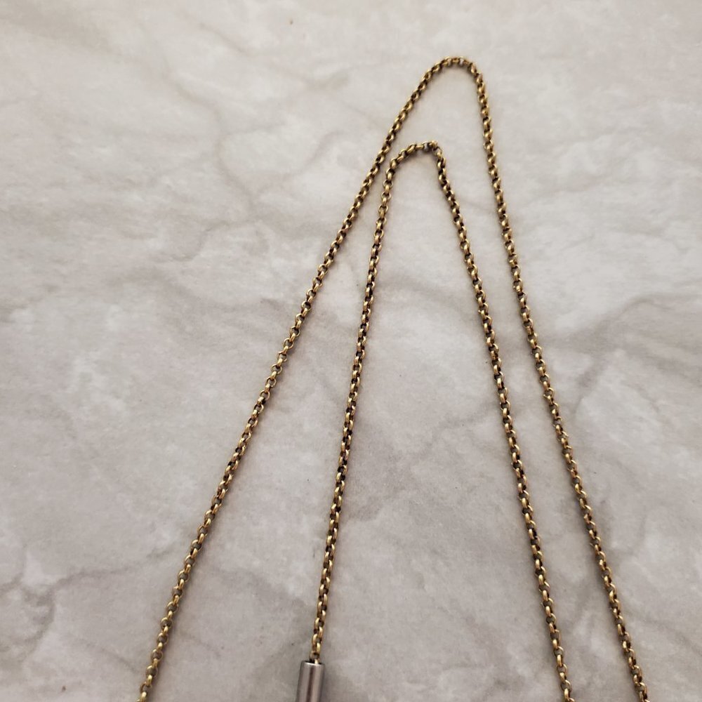 💖 J.Crew Antiqued Silver Gold Long Beaded Necklace 💖 - Picture 4 of 9